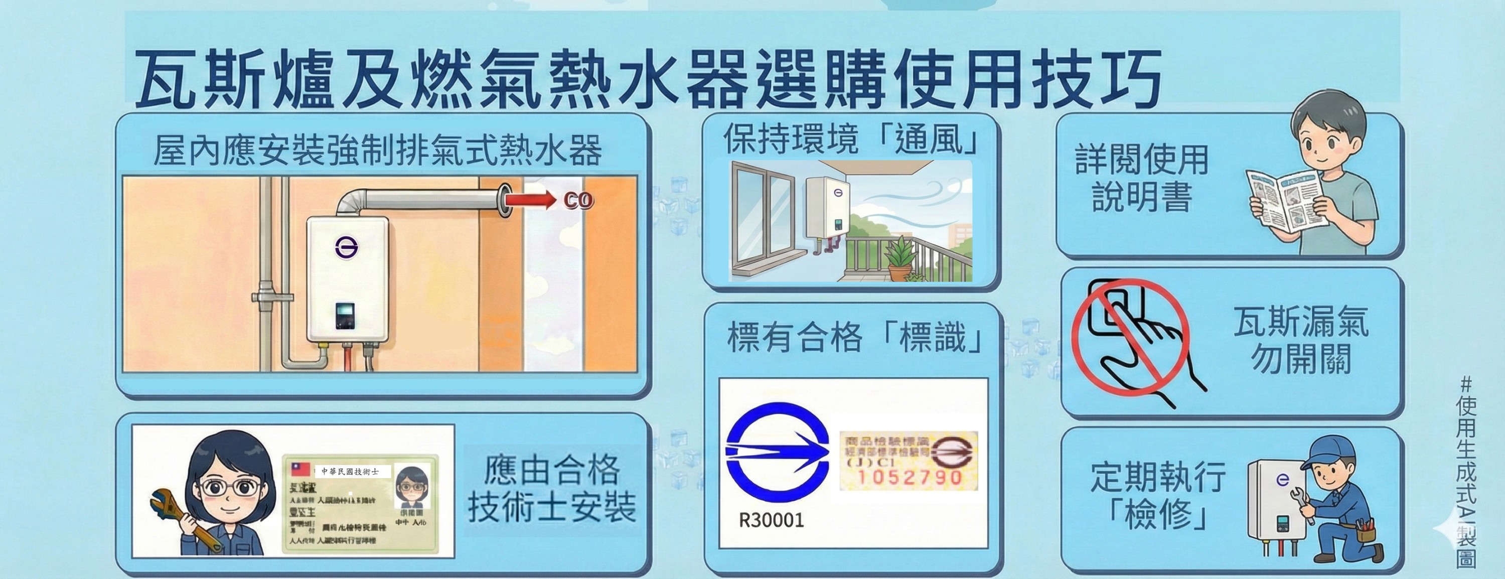 1150210標準局新聞稿【主圖】標準局提醒正確使用瓦斯爐及熱水器選購及使用注意事項