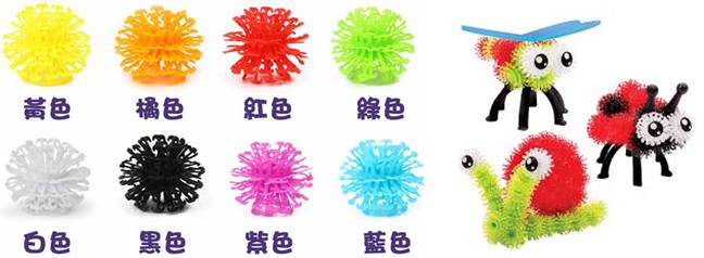 圖為各種不同顏色的黏黏球體可黏成立體造形